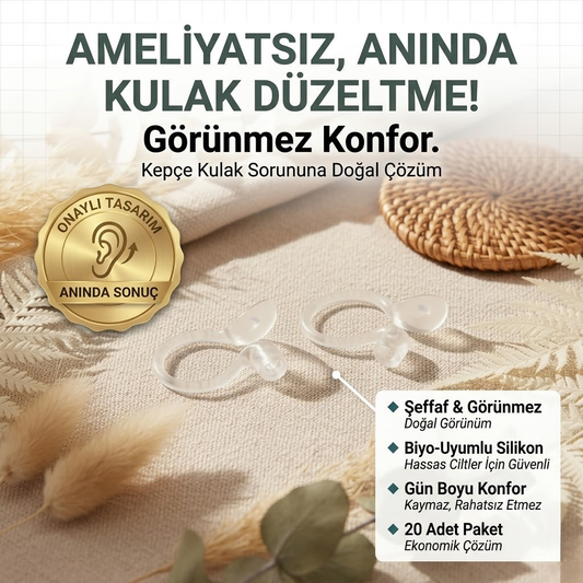 Earleps Kepçe Kulak Klipsi ( Doğal Kulak Şekillendirme ) 20 Adet